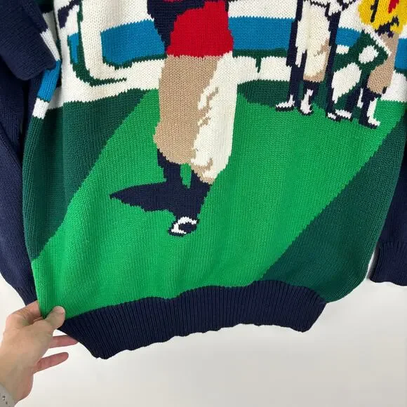 Vintage John Ashford Golf Golfer Scene Sweater Large Cotton preppy